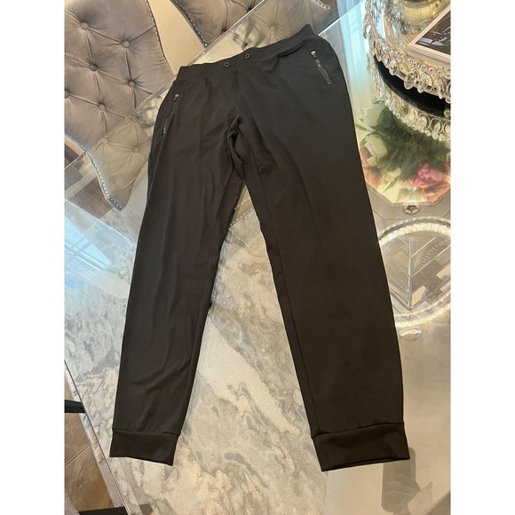 Marc New York Sweatpants Womens L Black Tapered Leg Stretch Missing Drawstring - Picture 3 of 14